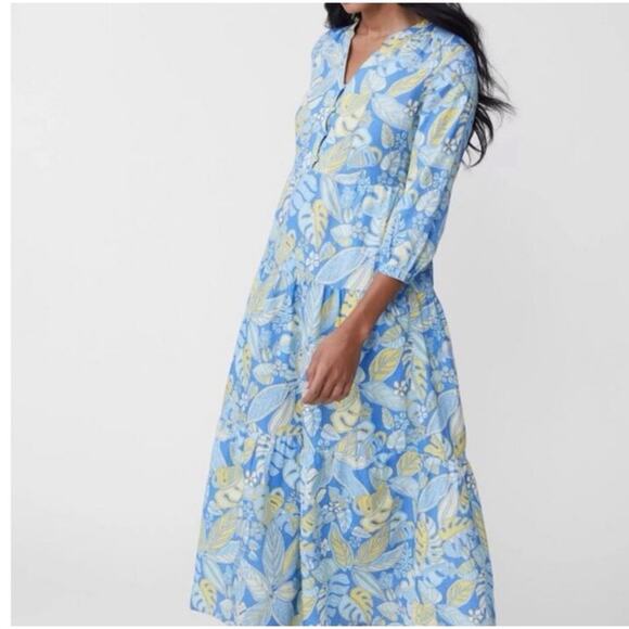 J.McLauglin leaf print linen Maxi dress - Picture 1 of 10
